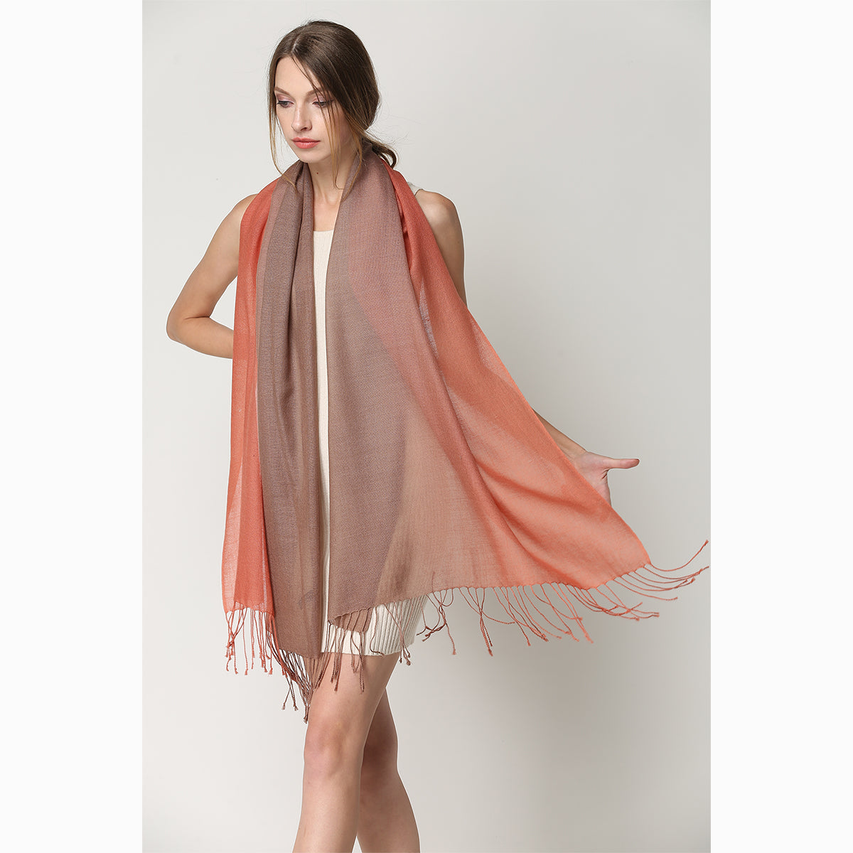 Ugg 100% Merino Wool Tie Dye Scarf Coral and Haze-Scarves-PEROZ Accessories