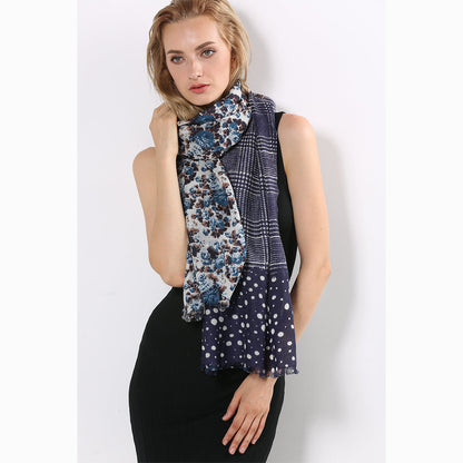 Ugg 100% Australian Merino Wool Scarf Purplish Blue and Check-Scarves-PEROZ Accessories