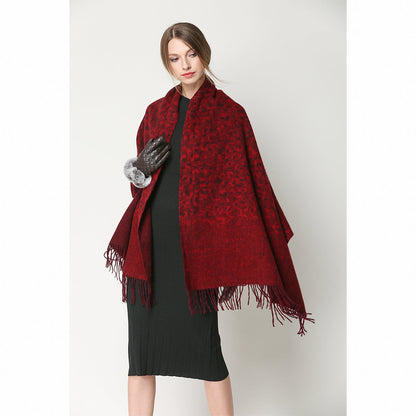 Ugg Cashmere &amp; Wool Wrap Red and Brown-Wrap-PEROZ Accessories