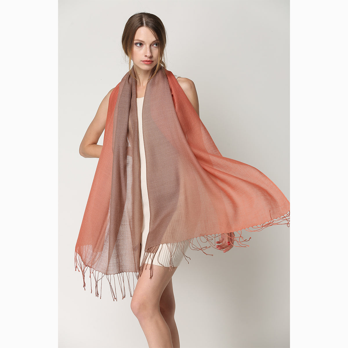 Ugg 100% Merino Wool Tie Dye Scarf Coral and Haze-Scarves-PEROZ Accessories
