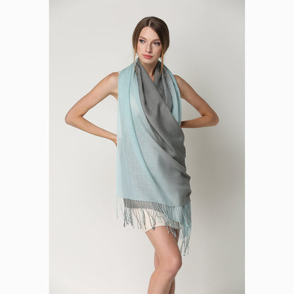 Ugg 100% Merino Wool Tie Dye Scarf Aqua and Grey-Scarves-PEROZ Accessories