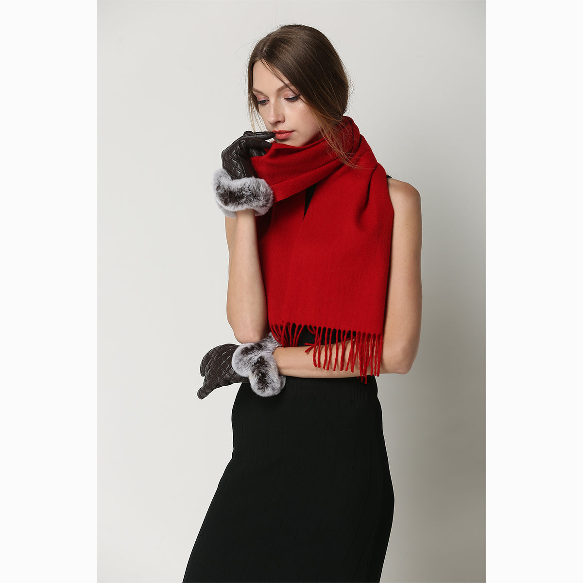 Ugg Cashmere &amp; Wool Scarf Tomato-Scarves-PEROZ Accessories