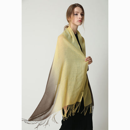 Ugg 100% Merino Wool Tie Dye Scarf Lemon and Brown-Scarves-PEROZ Accessories
