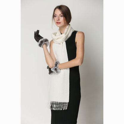 Ugg Cashmere &amp; Wool Scarf Off White-Scarves-PEROZ Accessories