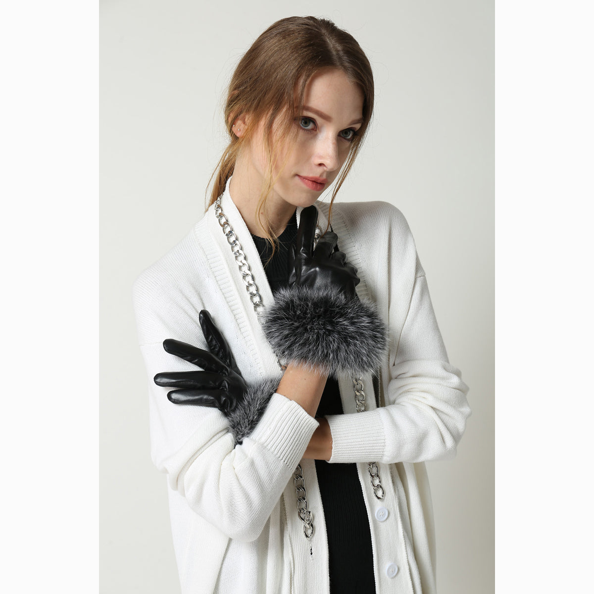 Ugg Touch Screen Fur Glove-Gloves-PEROZ Accessories