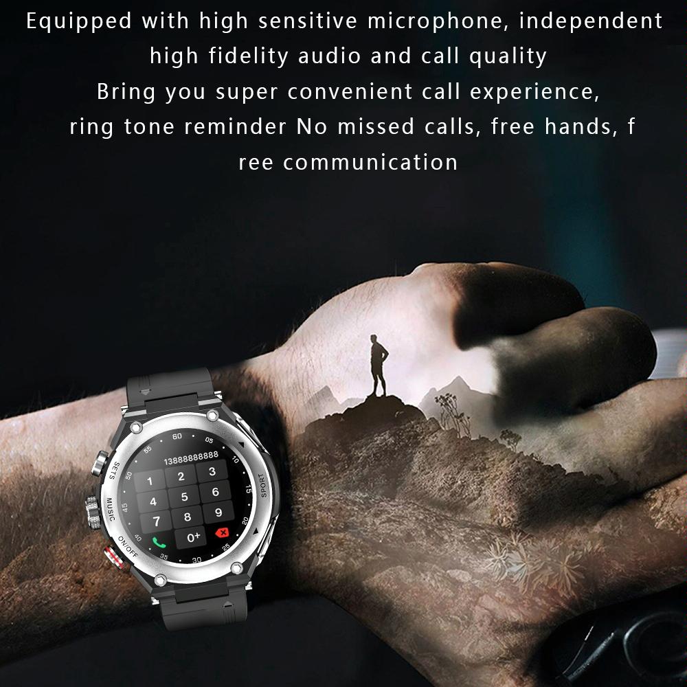 1.28 Inch Ips Touch Screen 2 In 1 Bluetooth Headset Smart Watch Support Heart Rate Monitoring / Bluetooth Music - Black-Smart Watches-PEROZ Accessories