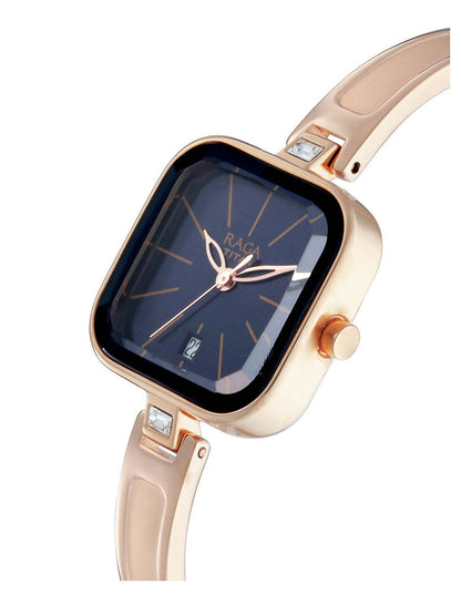 Titan Raga Viva Blue Dial With Rose Gold Metal Strap Watch for Women-PEROZ Accessories
