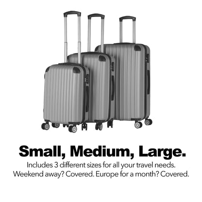 Milano Premium 3pc ABS Luggage Suitcase Luxury Hard Case Shockproof Travel Set-Luggage-PEROZ Accessories