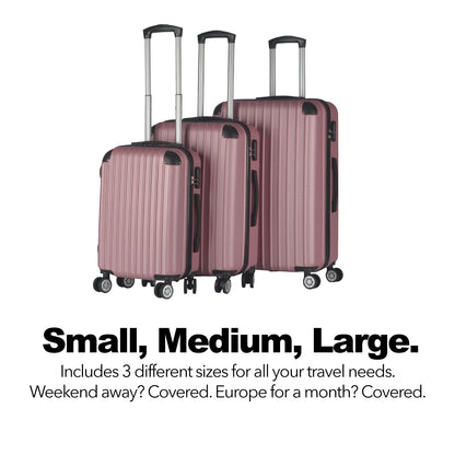 Milano Premium 3pc ABS Luggage Suitcase Luxury Hard Case Shockproof Travel Set-Luggage-PEROZ Accessories