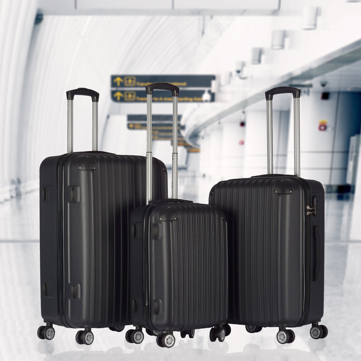 Milano Premium 3pc ABS Luggage Suitcase Luxury Hard Case Shockproof Travel Set-Luggage-PEROZ Accessories
