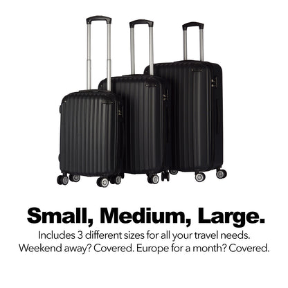 Milano Premium 3pc ABS Luggage Suitcase Luxury Hard Case Shockproof Travel Set-Luggage-PEROZ Accessories