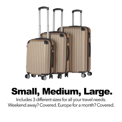 Milano Premium 3pc ABS Luggage Suitcase Luxury Hard Case Shockproof Travel Set-Luggage-PEROZ Accessories