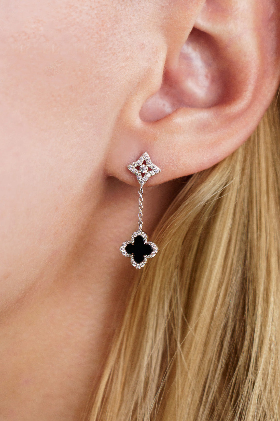 GEORGINI MIDNIGHT VELVET BLACK AGATE FAIRWATER DROP EARRINGS SILVER-PEROZ Accessories