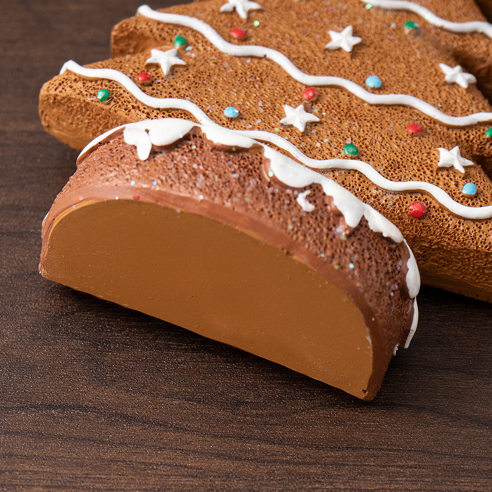 2 Pcs (1 Yellow + 1 Brown) Charming Gingerbread Christmas Tree Figurine - Festive Resin Holiday Table Decor Ornament-Occasions > Christmas > Christmas Decorations-PEROZ Accessories