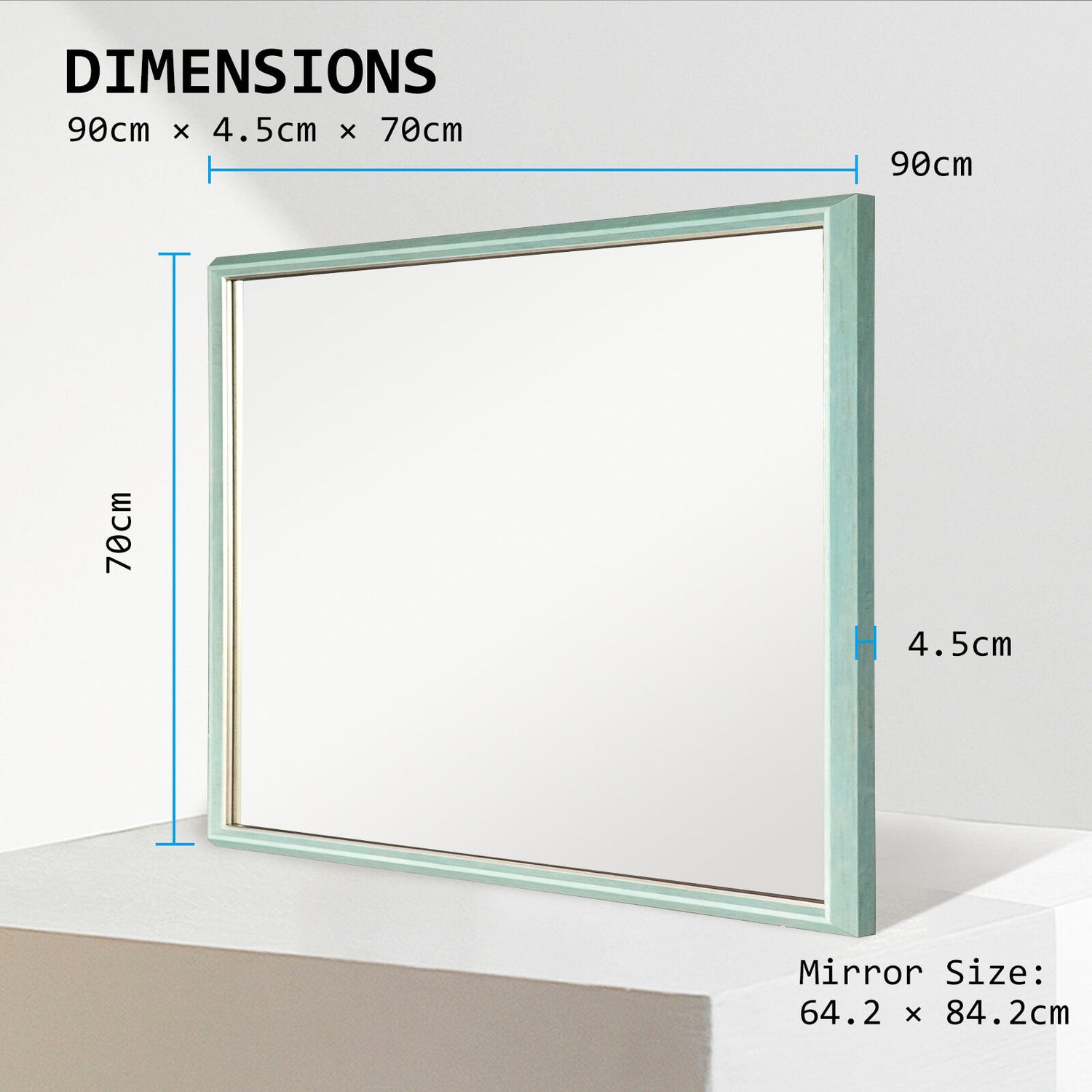 2 Set Wall Mirror Rectangular Frame Bathroom 70x90cm Turquoise-Home &amp; Garden > Decor > Mirrors-PEROZ Accessories
