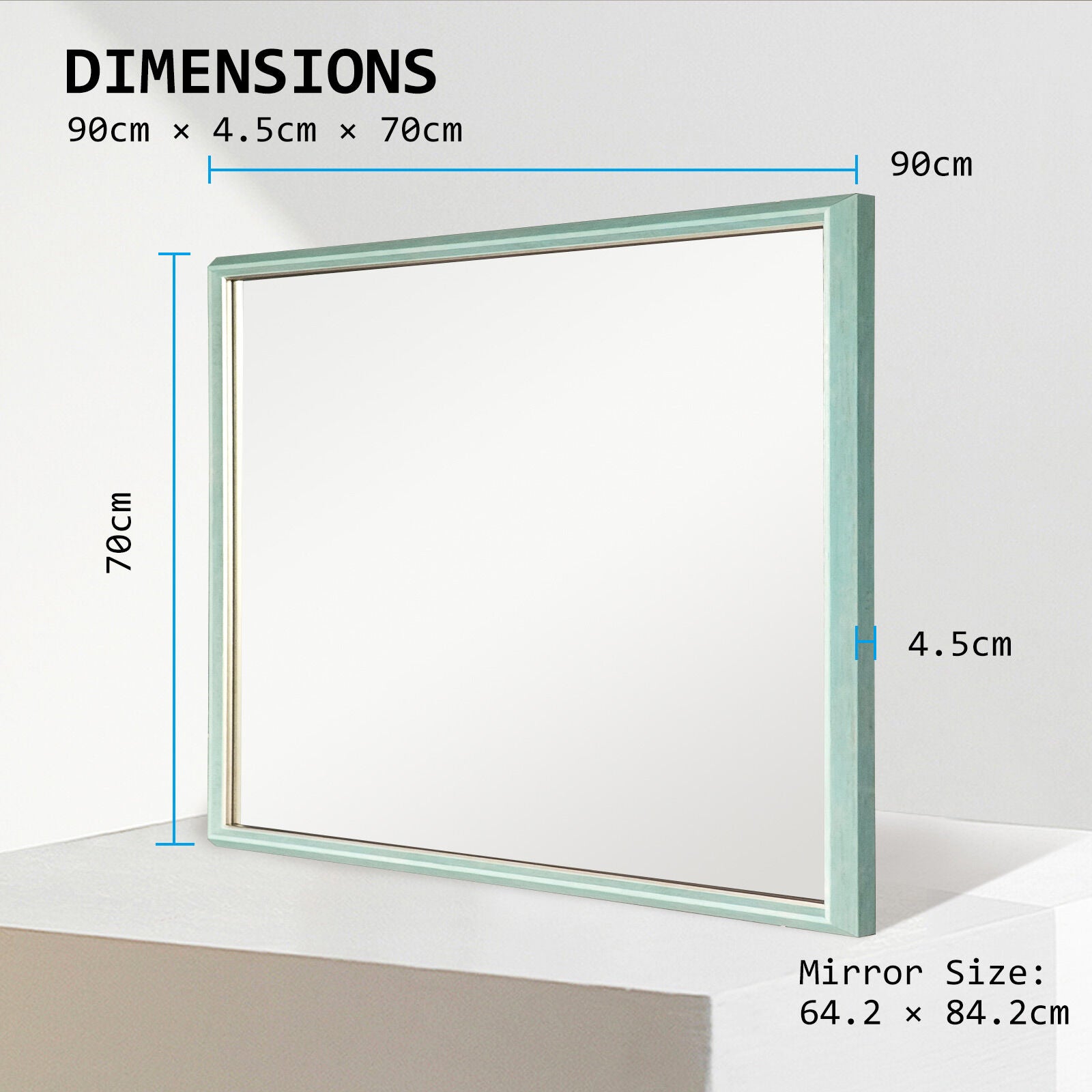 2 Set Wall Mirror Rectangular Frame Bathroom 70x90cm Turquoise-Home &amp; Garden > Decor > Mirrors-PEROZ Accessories