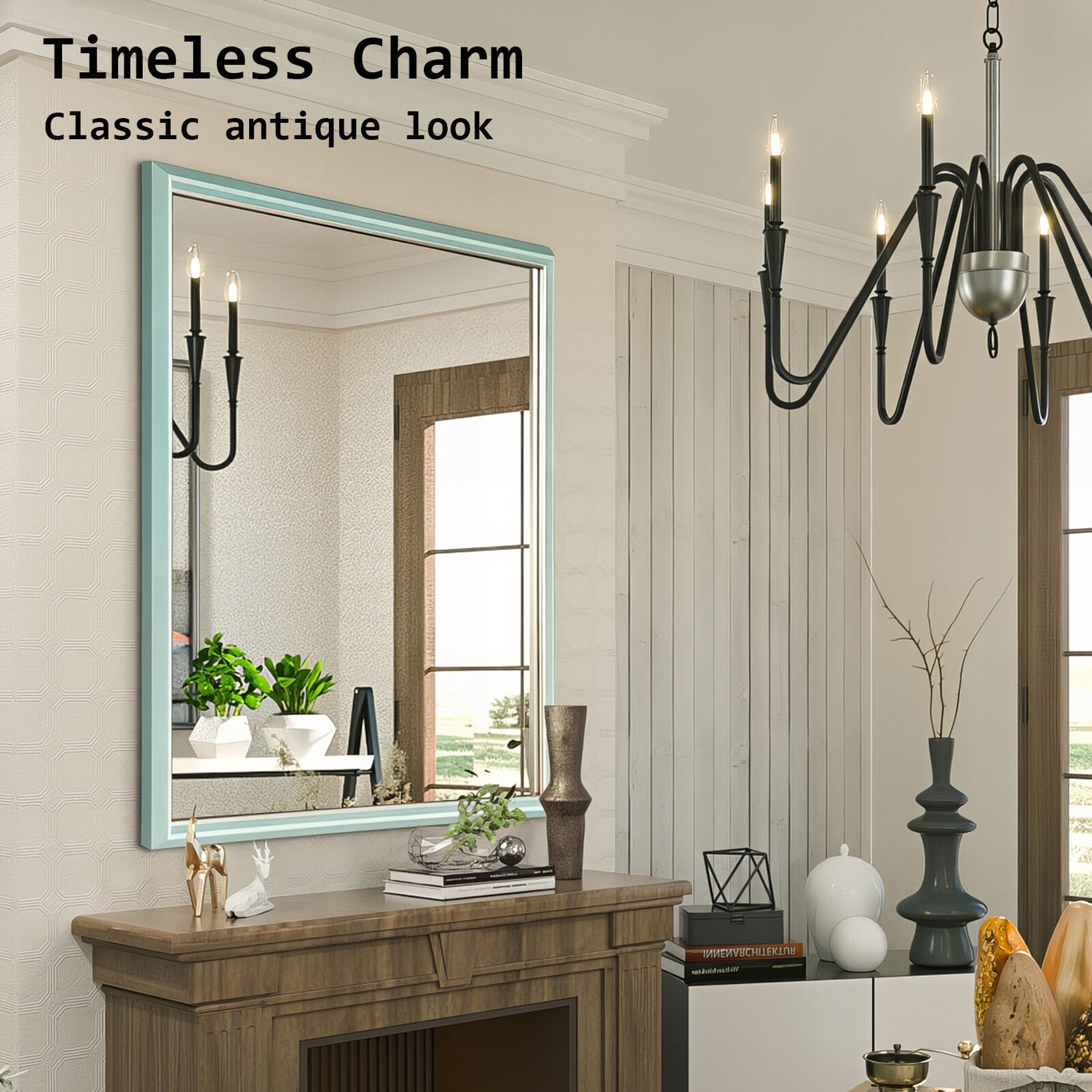 2 Set Wall Mirror Rectangular Frame Bathroom 70x90cm Turquoise-Home &amp; Garden > Decor > Mirrors-PEROZ Accessories