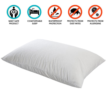 Renee Taylor Pillow Protectors Waterproof Super Soft Cotton Terry - Twin Pack-Bedding-PEROZ Accessories