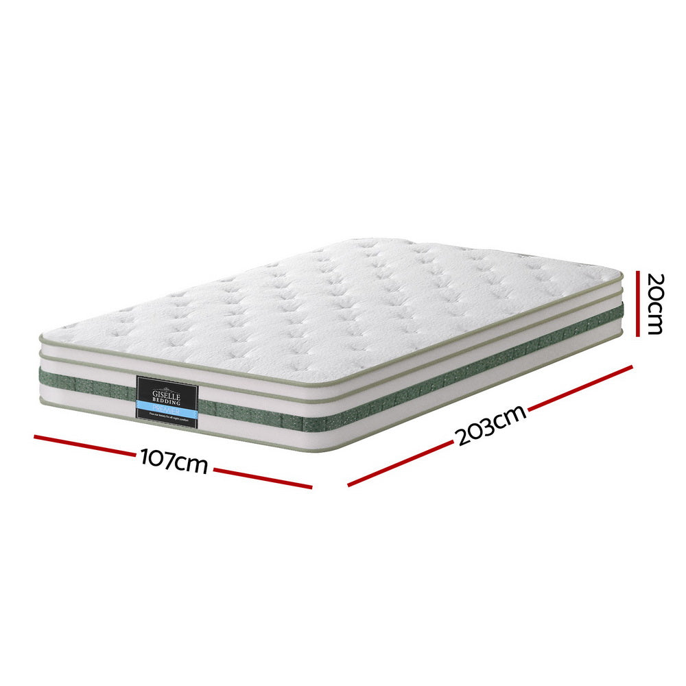 20cm Giselle Mattress King Single Green Tea Mattresses-Furniture > Mattresses > Single Mattress-PEROZ Accessories