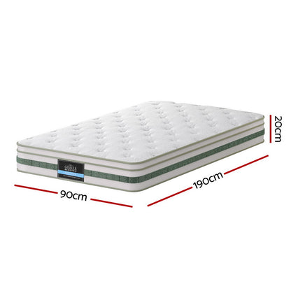 20cm Giselle Mattress Single Green Tea Mattresses-Furniture > Mattresses > Single Mattress-PEROZ Accessories