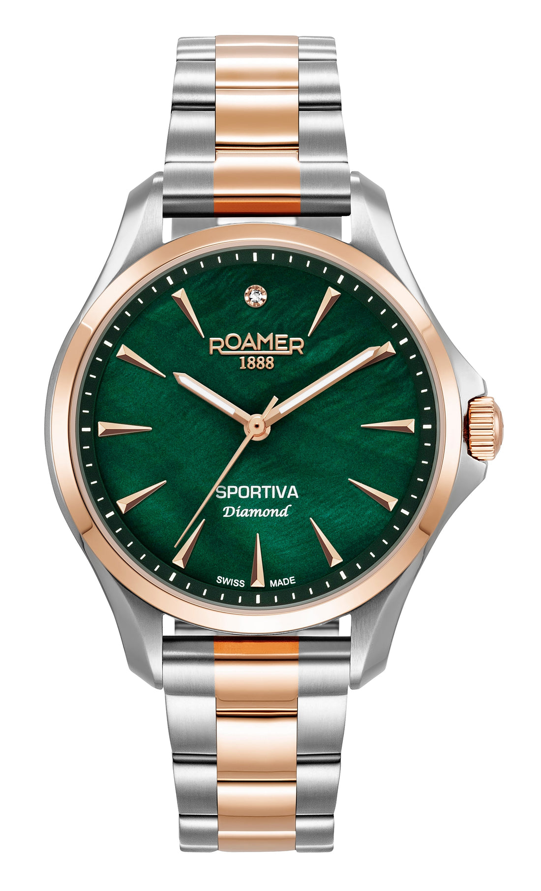 Roamer Swiss Made Sportivo Diamond Two Tone Green Watch-PEROZ Accessories