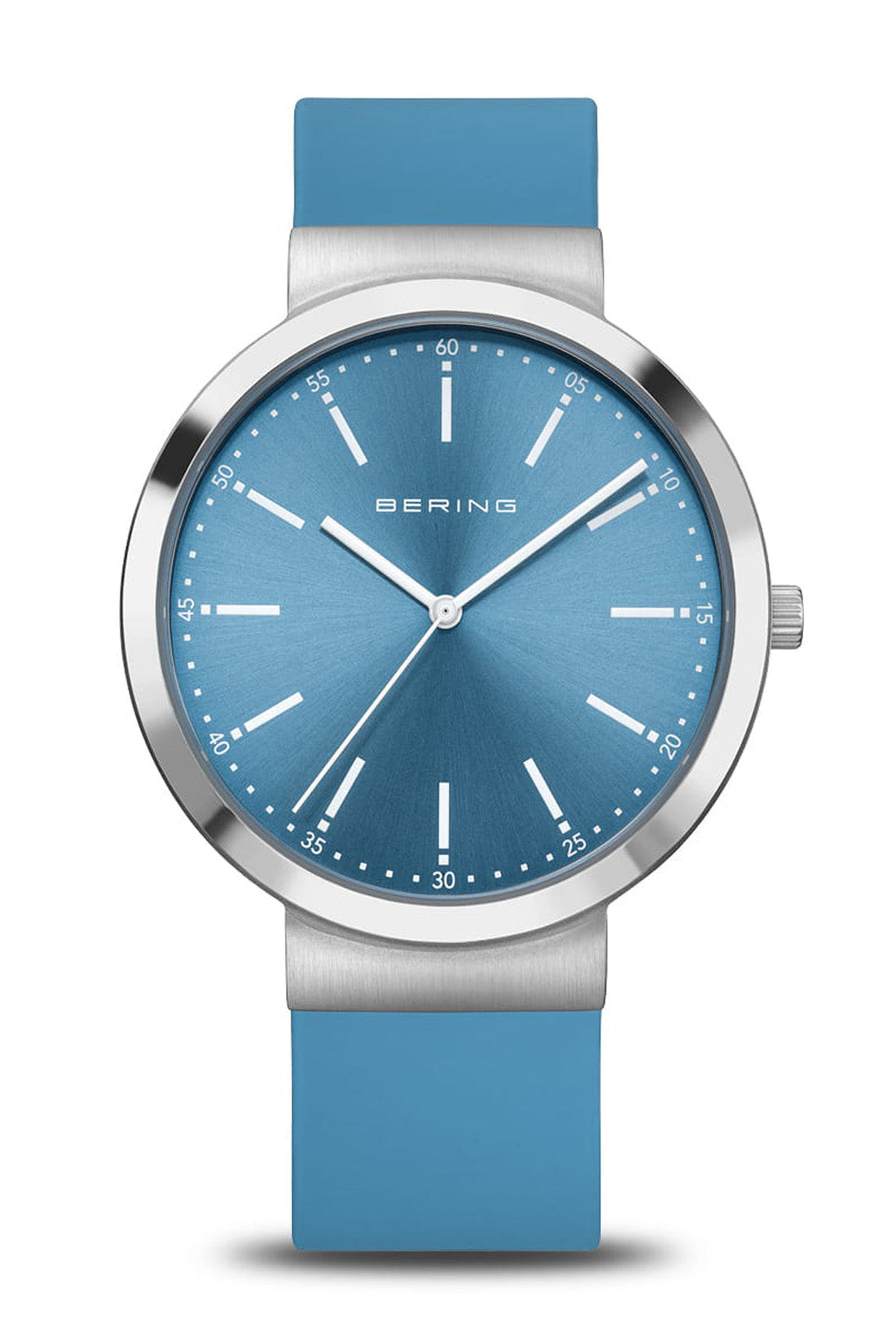 Bering Gents 41mm Acrtic Blue Dial Arctic Blue Silicon Strap Watch-PEROZ Accessories