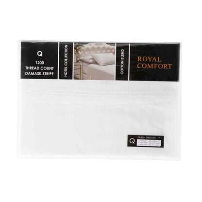 Royal Comfort 1200TC Sheet Set Damask Cotton Blend Ultra Soft Sateen Bedding-Bed Linen-PEROZ Accessories