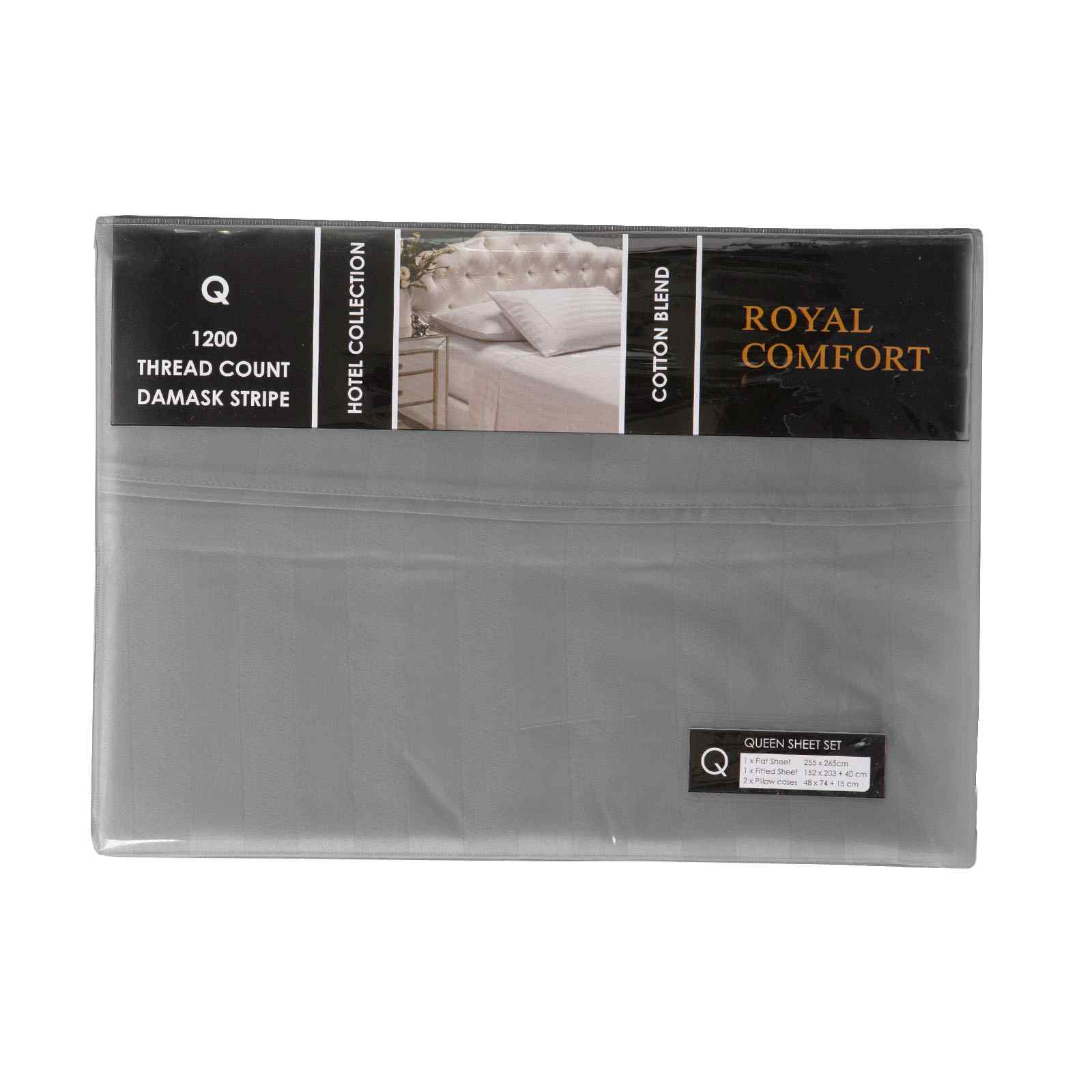 Royal Comfort 1200TC Sheet Set Damask Cotton Blend Ultra Soft Sateen Bedding-Bed Linen-PEROZ Accessories