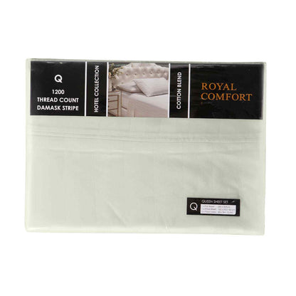 Royal Comfort 1200TC Sheet Set Damask Cotton Blend Ultra Soft Sateen Bedding-Bed Linen-PEROZ Accessories