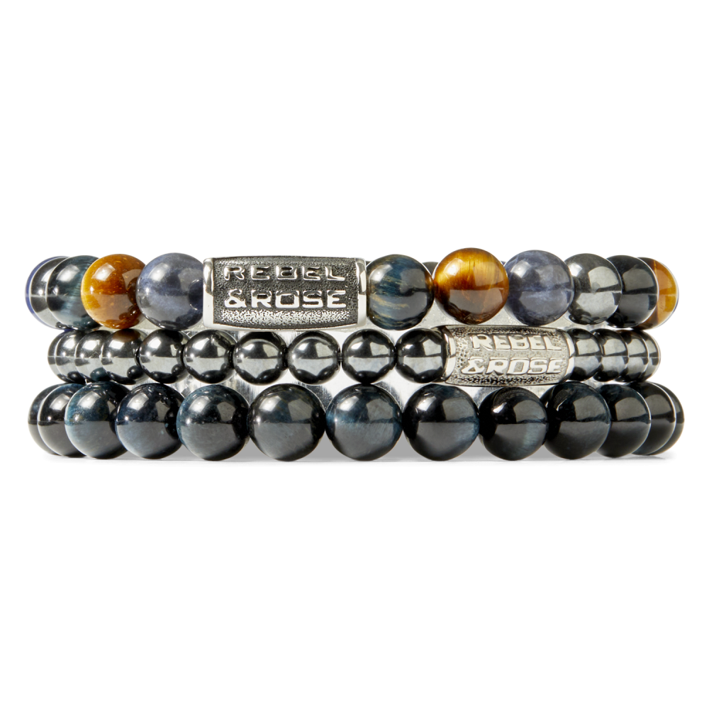 Rebel and Rose Grey Silver DV 6mm Bracelet-PEROZ Accessories