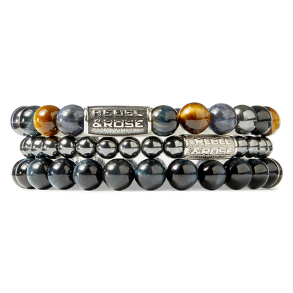 Rebel and Rose Grey Silver DV 6mm Bracelet-PEROZ Accessories