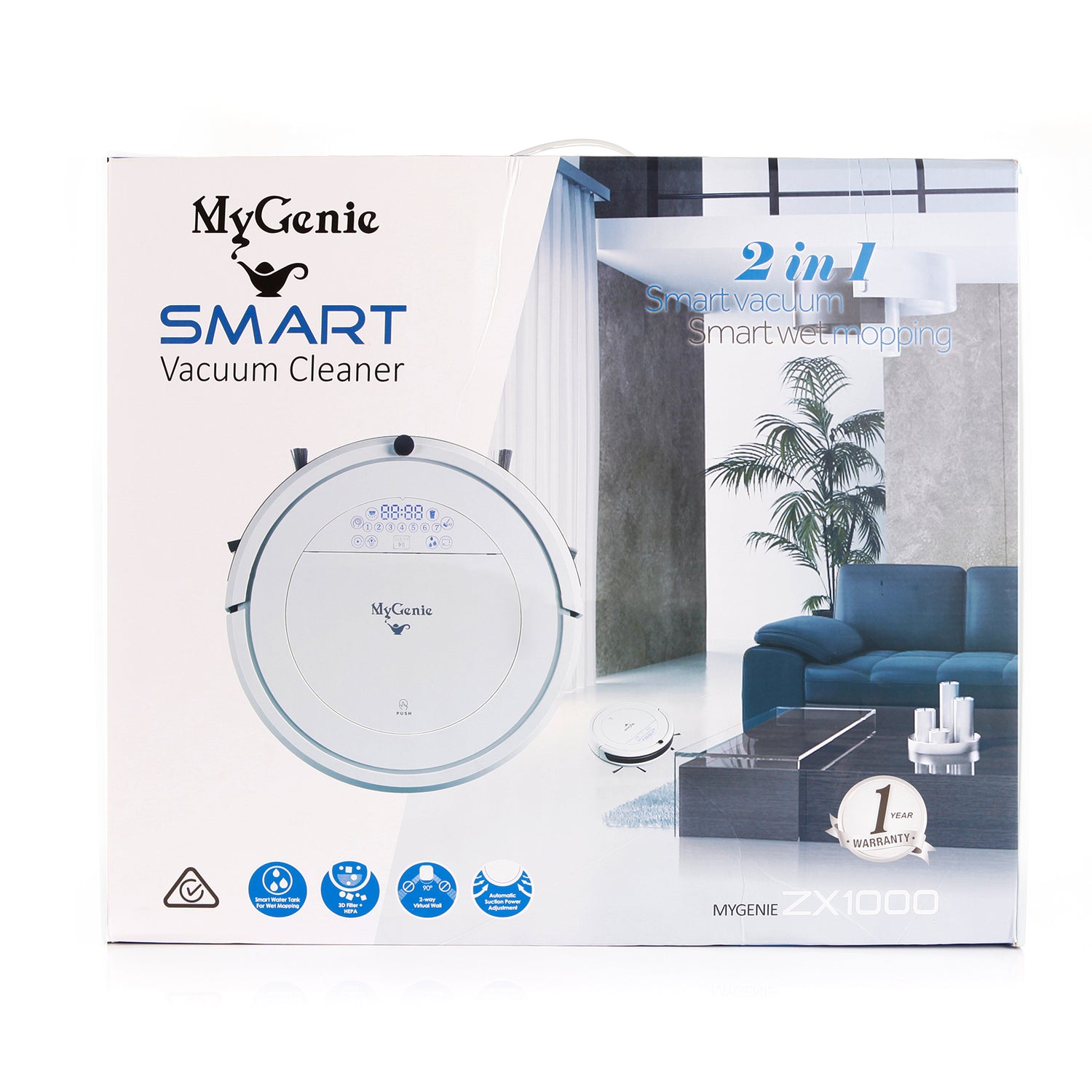MyGenie ZX1000 Automatic Robotic Vacuum Cleaner Dry Wet Mop Sweep Floor-Small Home Appliances-PEROZ Accessories