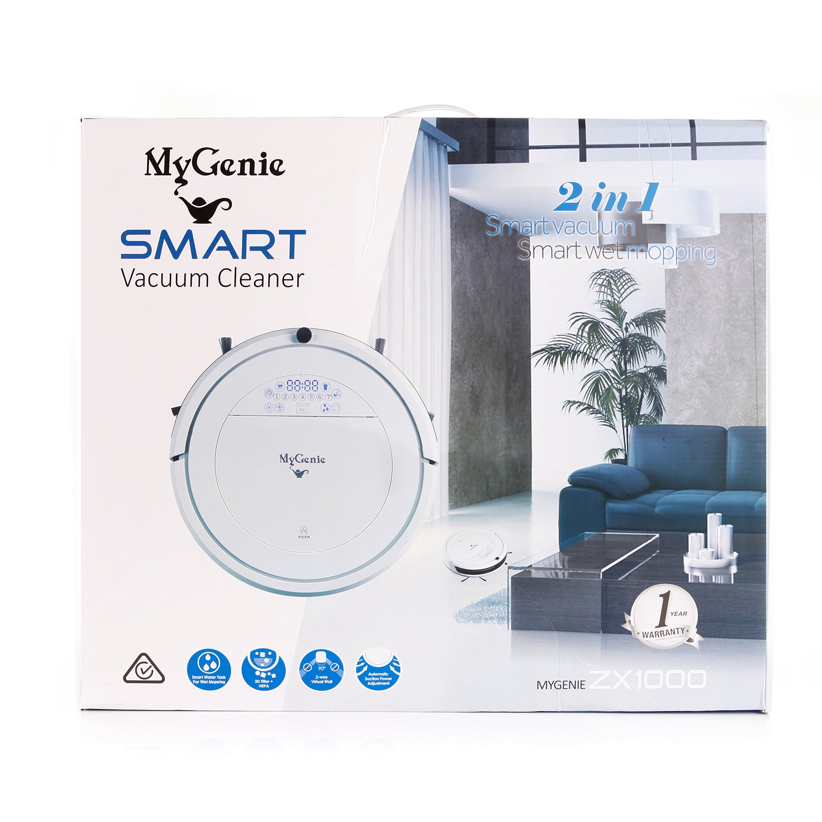 MyGenie ZX1000 Automatic Robotic Vacuum Cleaner Dry Wet Mop Sweep Floor-Small Home Appliances-PEROZ Accessories