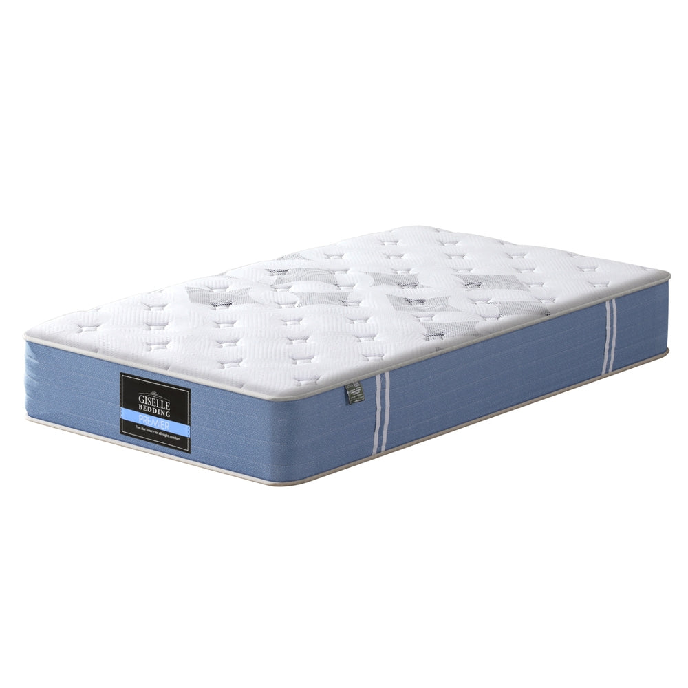 25cm Giselle Mattress King Single Bed Pocket Spring Mattresses-Furniture > Mattresses > King Single Mattress-PEROZ Accessories