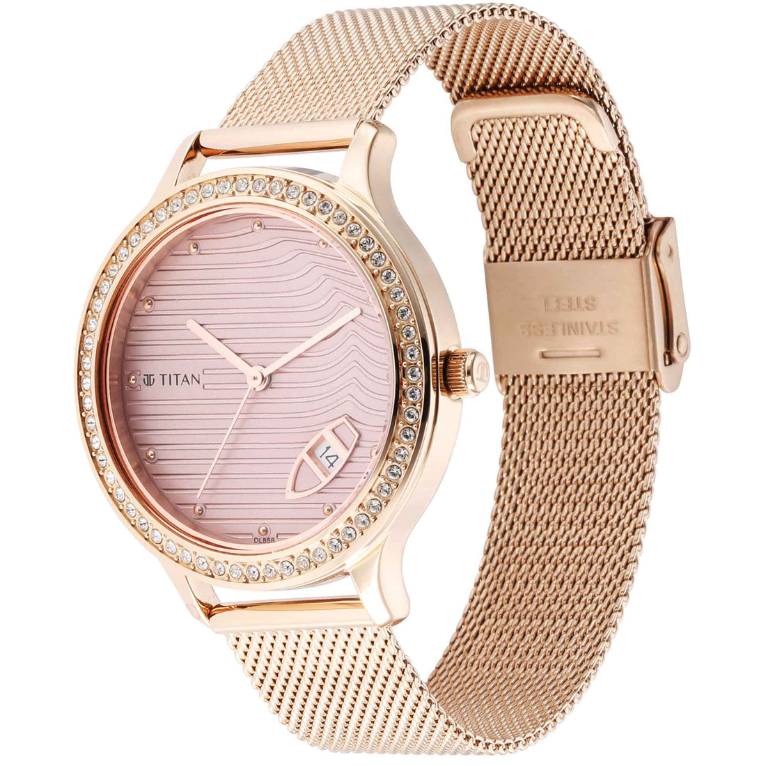 Titan Wander Light Brown Dial Analogue Stainless Steel Strap Watch for Women-PEROZ Accessories