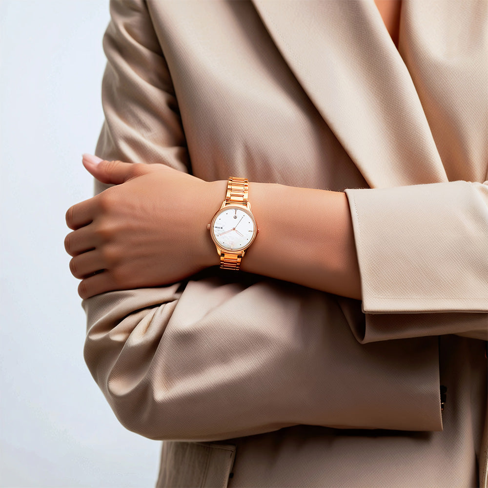 Titan Pastel Dreams White Mother Of Pearl Dial Analogue Metal Strap watch for Women-PEROZ Accessories