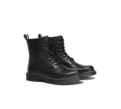 EVERAU® Women Leather Lace Up Black Chunky Boots Simona-PEROZ Accessories