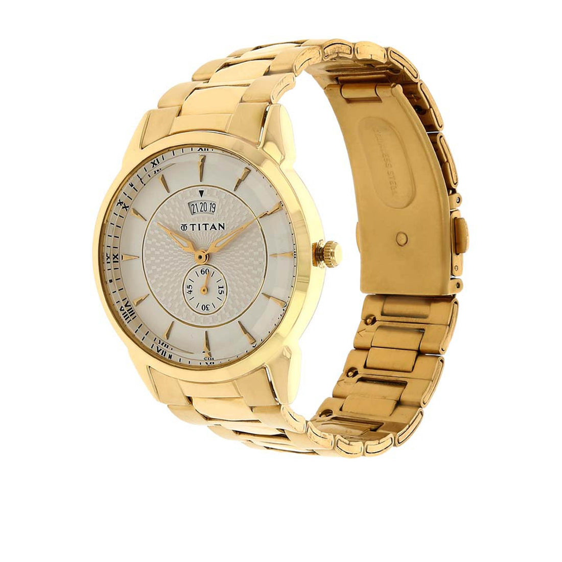 Titan Quartz Analogue with Date Silver Dial Stainless Steel Strap Watch for Men-PEROZ Accessories