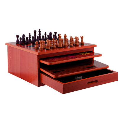 10 in 1 Wooden Chess Board Games Slide Out Checkers House Unit Set-Game Sets &amp; Kits-PEROZ Accessories