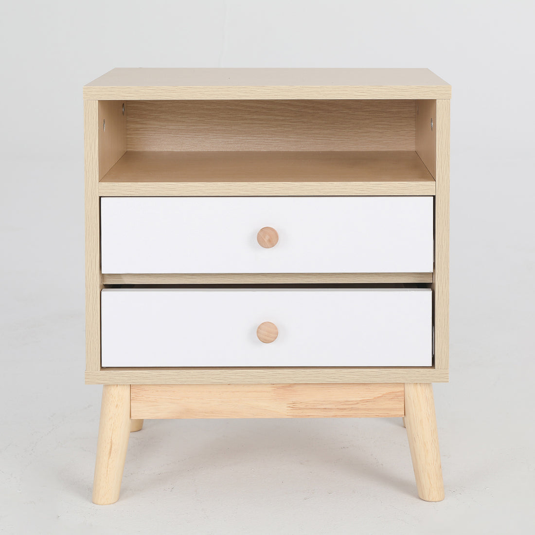 2X Bedside Table Side Storage Cabinet Nightstand Bedroom 2 Drawer ANYA OAK-Furniture > Bedroom > Bedside Tables-PEROZ Accessories