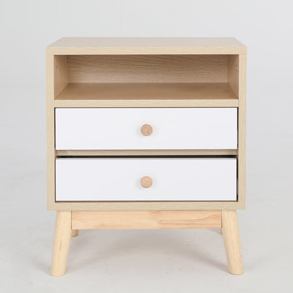 2X Bedside Table Side Storage Cabinet Nightstand Bedroom 2 Drawer ANYA OAK-Furniture > Bedroom > Bedside Tables-PEROZ Accessories