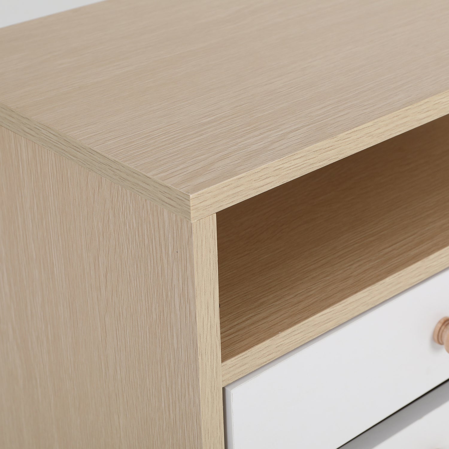 2X Bedside Table Side Storage Cabinet Nightstand Bedroom 2 Drawer ANYA OAK-Furniture > Bedroom > Bedside Tables-PEROZ Accessories