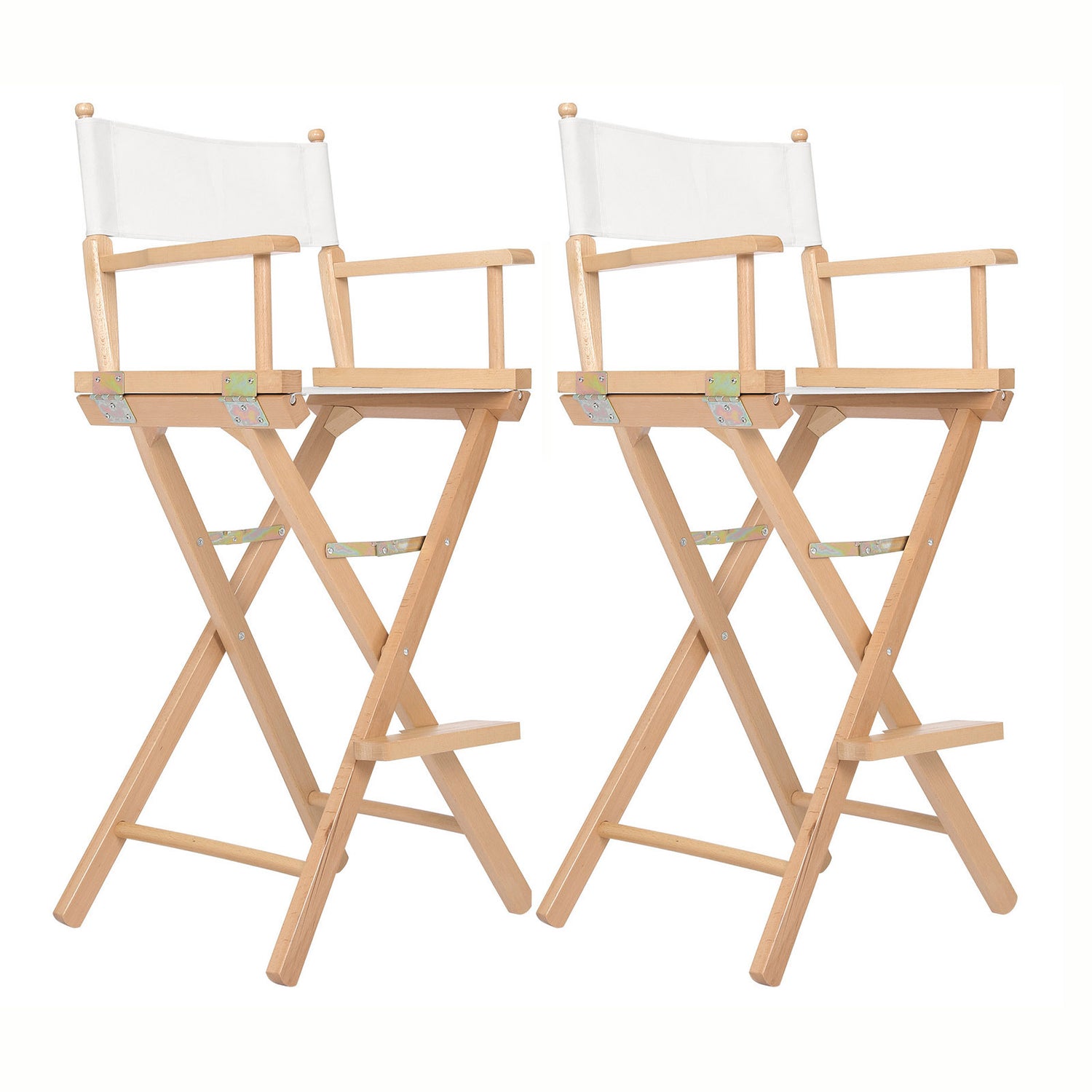 2X Director Movie Folding Tall Chair 76cm Beech WOOD HUMOR-Furniture > Bar Stools &amp; Chairs > Table &amp; Bar Stools-PEROZ Accessories