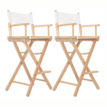 2X Director Movie Folding Tall Chair 76cm Beech WOOD HUMOR-Furniture > Bar Stools &amp; Chairs > Table &amp; Bar Stools-PEROZ Accessories