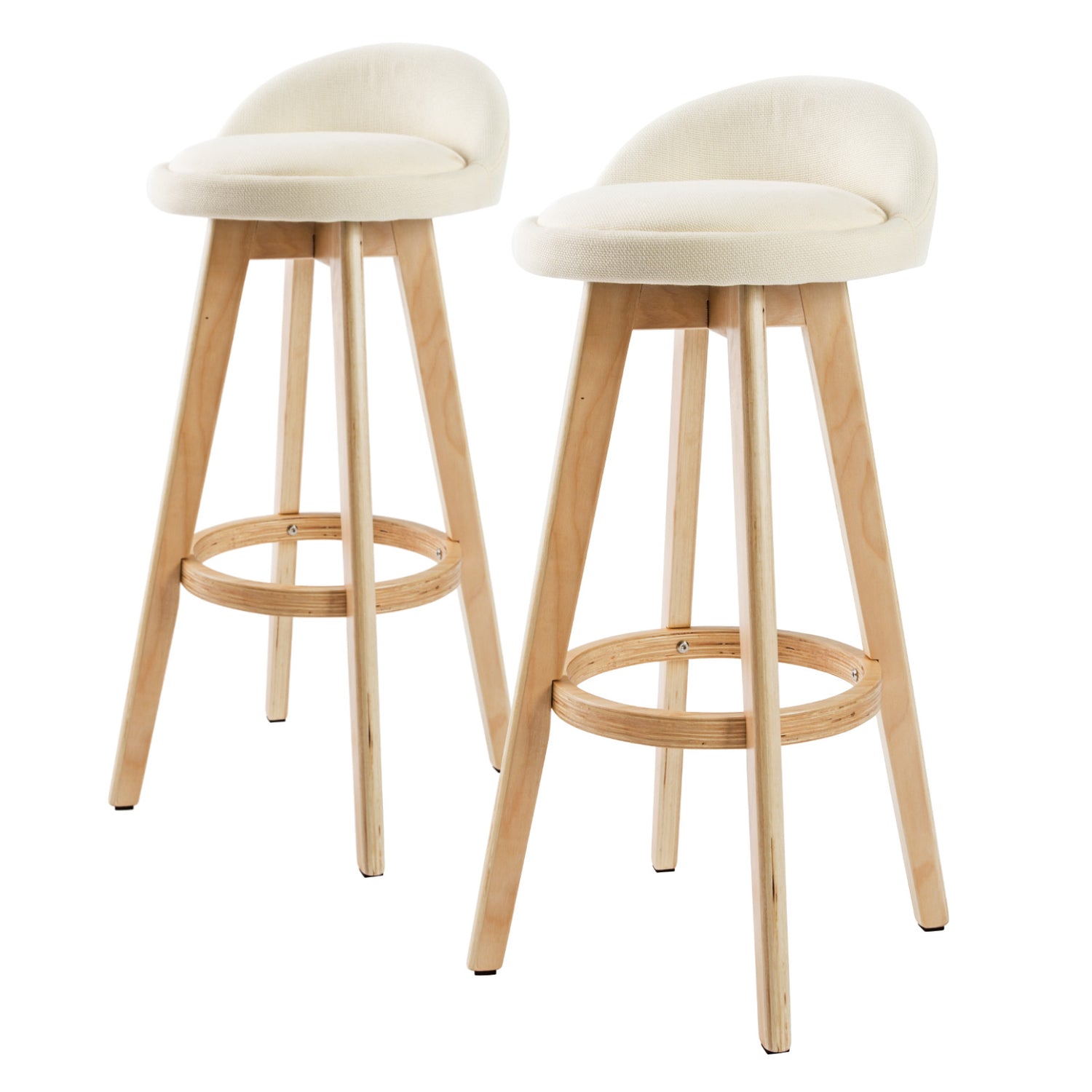 2X Wood Bar Stool Dining Chair Fabric LEILA 72cm BEIGE-Furniture > Bar Stools &amp; Chairs > Table &amp; Bar Stools-PEROZ Accessories
