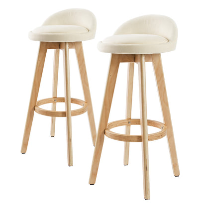 2X Wood Bar Stool Dining Chair Fabric LEILA 72cm BEIGE-Furniture > Bar Stools &amp; Chairs > Table &amp; Bar Stools-PEROZ Accessories