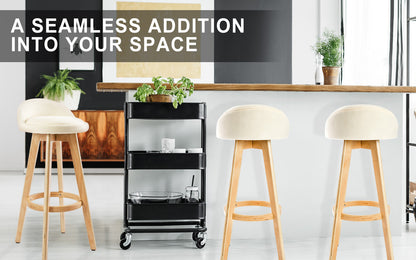 2X Wood Bar Stool Dining Chair Fabric LEILA 72cm BEIGE-Furniture > Bar Stools &amp; Chairs > Table &amp; Bar Stools-PEROZ Accessories