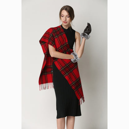 Ugg 100% Wool Scarf Check Red and Navy-Scarves-PEROZ Accessories