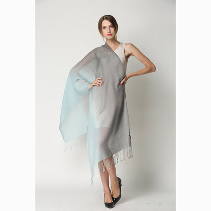 Ugg 100% Merino Wool Tie Dye Scarf Aqua and Grey-Scarves-PEROZ Accessories