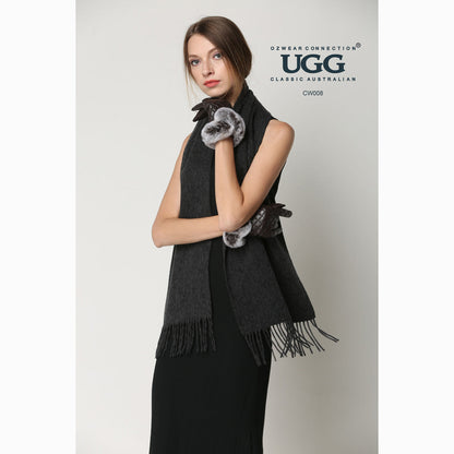 Ugg Cashmere &amp; Wool Scarf Charcoal-Scarves-PEROZ Accessories